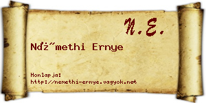 Némethi Ernye névjegykártya